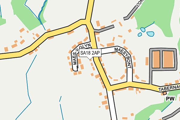 SA18 2AP map - OS OpenMap – Local (Ordnance Survey)