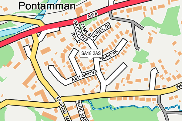 SA18 2AS map - OS OpenMap – Local (Ordnance Survey)