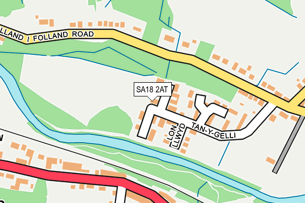 SA18 2AT map - OS OpenMap – Local (Ordnance Survey)