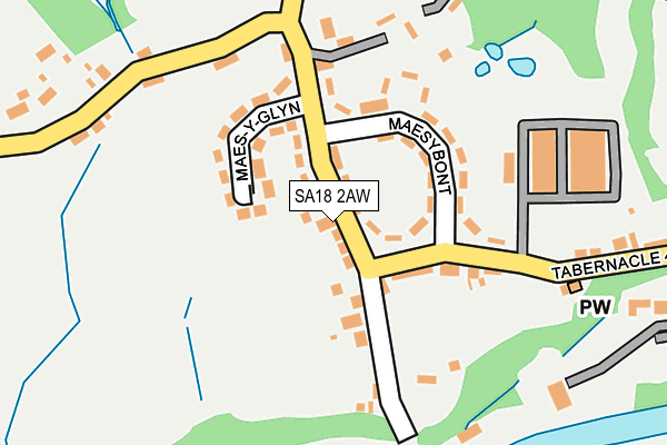 SA18 2AW map - OS OpenMap – Local (Ordnance Survey)