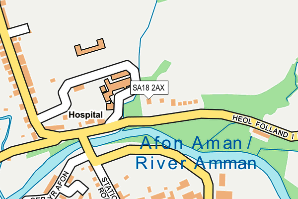 SA18 2AX map - OS OpenMap – Local (Ordnance Survey)