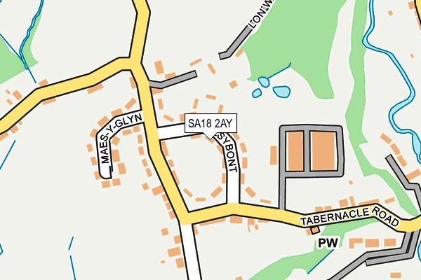 SA18 2AY map - OS OpenMap – Local (Ordnance Survey)