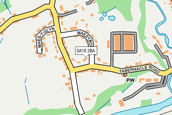 SA18 2BA map - OS OpenMap – Local (Ordnance Survey)