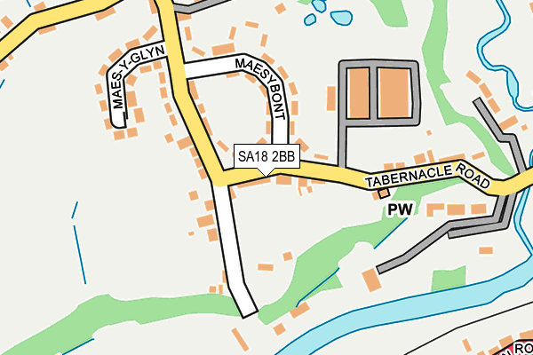 SA18 2BB map - OS OpenMap – Local (Ordnance Survey)