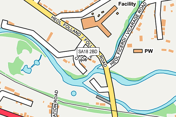 SA18 2BD map - OS OpenMap – Local (Ordnance Survey)