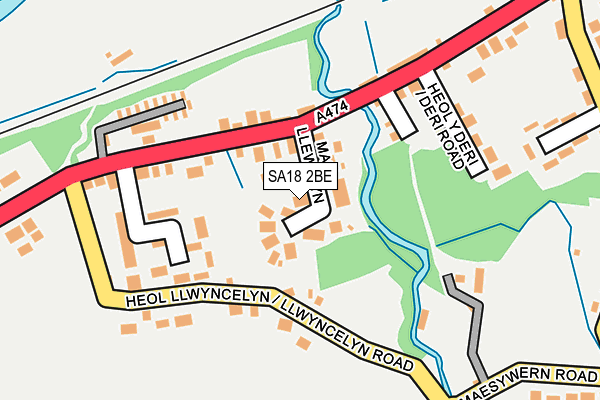SA18 2BE map - OS OpenMap – Local (Ordnance Survey)