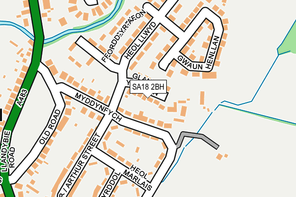SA18 2BH map - OS OpenMap – Local (Ordnance Survey)