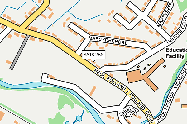 SA18 2BN map - OS OpenMap – Local (Ordnance Survey)