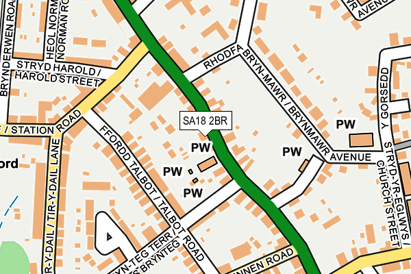 SA18 2BR map - OS OpenMap – Local (Ordnance Survey)