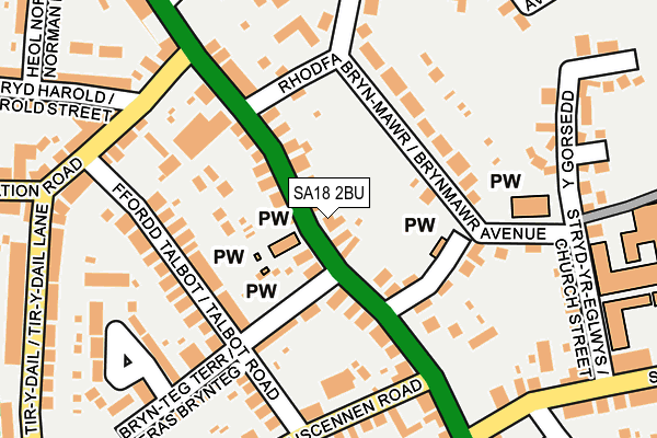 SA18 2BU map - OS OpenMap – Local (Ordnance Survey)