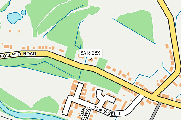 SA18 2BX map - OS OpenMap – Local (Ordnance Survey)