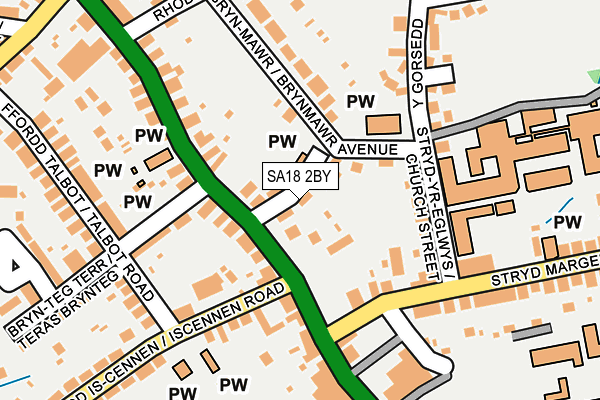 SA18 2BY map - OS OpenMap – Local (Ordnance Survey)