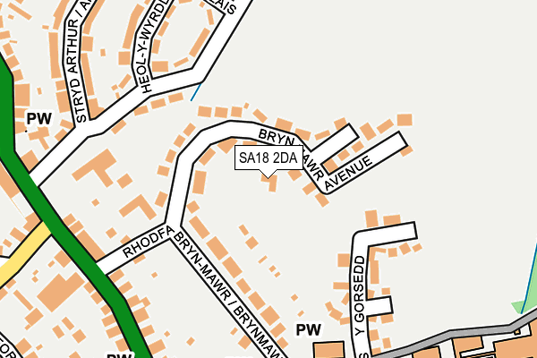 SA18 2DA map - OS OpenMap – Local (Ordnance Survey)