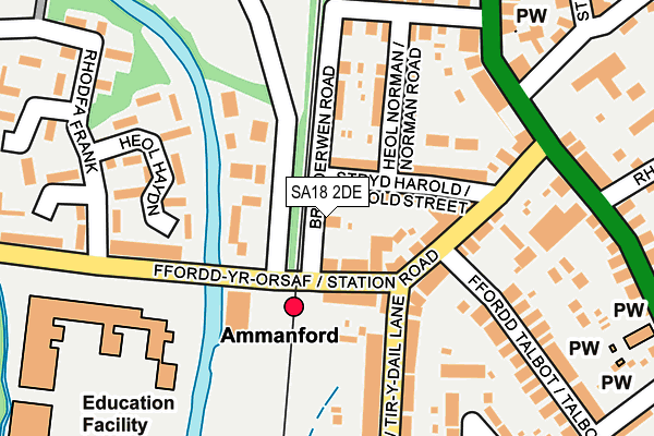 SA18 2DE map - OS OpenMap – Local (Ordnance Survey)