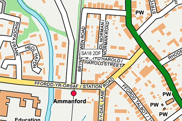 SA18 2DF map - OS OpenMap – Local (Ordnance Survey)