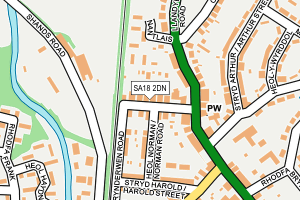 SA18 2DN map - OS OpenMap – Local (Ordnance Survey)