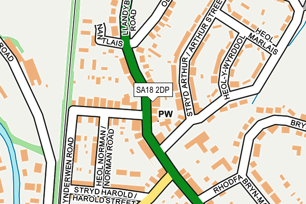 SA18 2DP map - OS OpenMap – Local (Ordnance Survey)