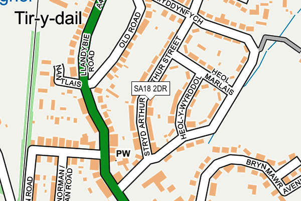 SA18 2DR map - OS OpenMap – Local (Ordnance Survey)