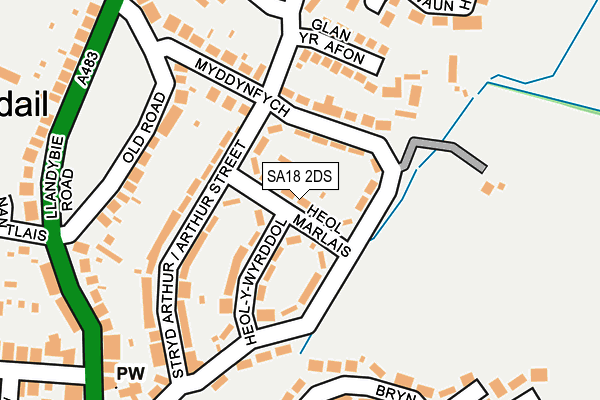 SA18 2DS map - OS OpenMap – Local (Ordnance Survey)