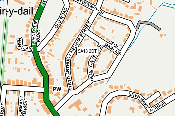 SA18 2DT map - OS OpenMap – Local (Ordnance Survey)