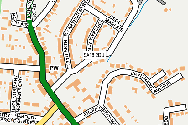 SA18 2DU map - OS OpenMap – Local (Ordnance Survey)