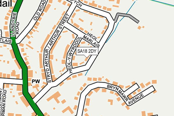 SA18 2DY map - OS OpenMap – Local (Ordnance Survey)