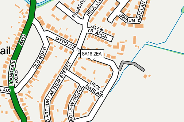 SA18 2EA map - OS OpenMap – Local (Ordnance Survey)