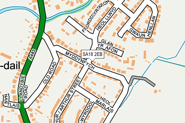 SA18 2EB map - OS OpenMap – Local (Ordnance Survey)