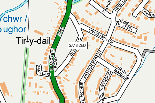 SA18 2ED map - OS OpenMap – Local (Ordnance Survey)