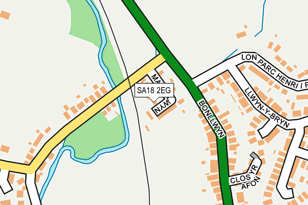 SA18 2EG map - OS OpenMap – Local (Ordnance Survey)