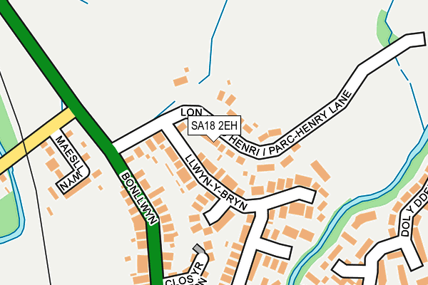 SA18 2EH map - OS OpenMap – Local (Ordnance Survey)