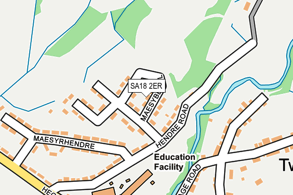 SA18 2ER map - OS OpenMap – Local (Ordnance Survey)