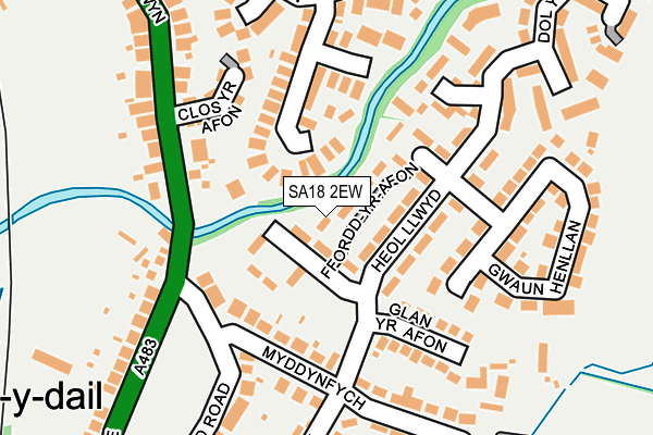 SA18 2EW map - OS OpenMap – Local (Ordnance Survey)