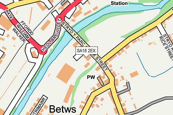 SA18 2EX map - OS OpenMap – Local (Ordnance Survey)