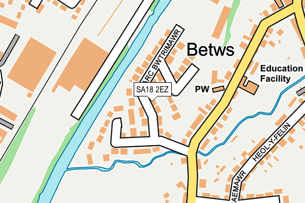 SA18 2EZ map - OS OpenMap – Local (Ordnance Survey)