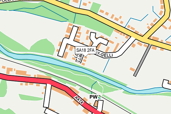 SA18 2FA map - OS OpenMap – Local (Ordnance Survey)