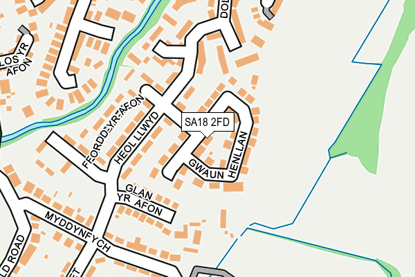 SA18 2FD map - OS OpenMap – Local (Ordnance Survey)