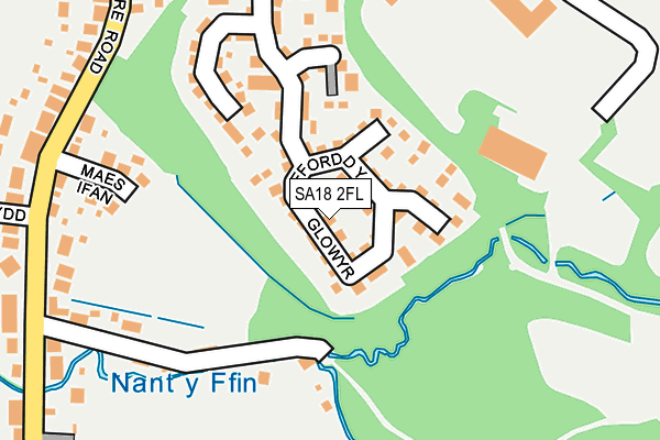 SA18 2FL map - OS OpenMap – Local (Ordnance Survey)