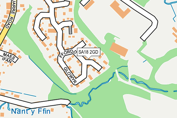 SA18 2GD map - OS OpenMap – Local (Ordnance Survey)