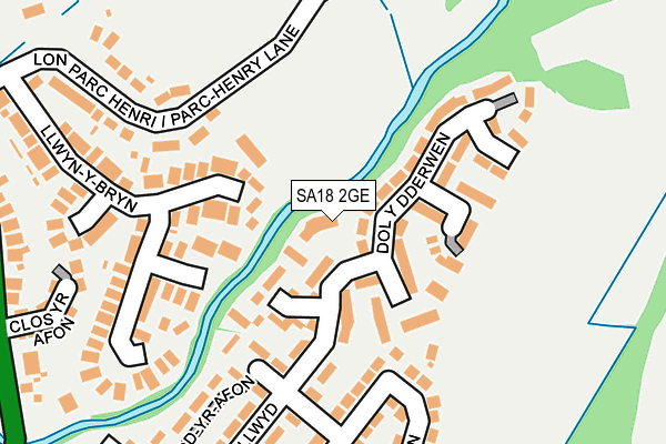 SA18 2GE map - OS OpenMap – Local (Ordnance Survey)