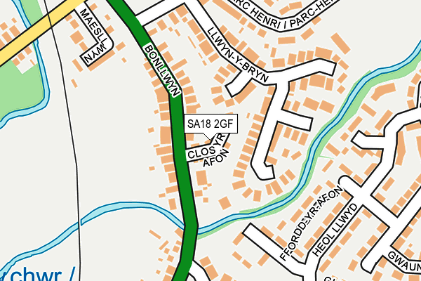 SA18 2GF map - OS OpenMap – Local (Ordnance Survey)