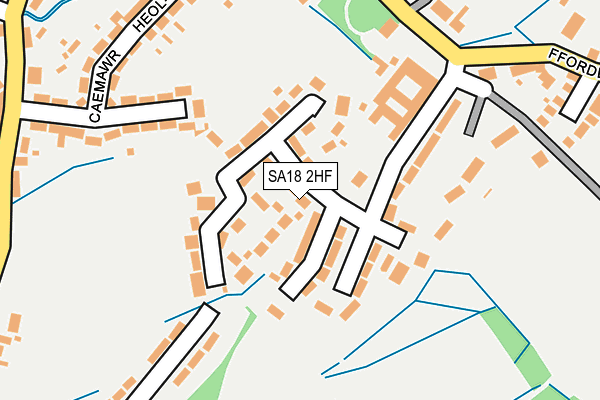 SA18 2HF map - OS OpenMap – Local (Ordnance Survey)