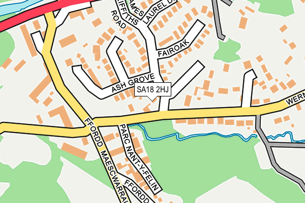 SA18 2HJ map - OS OpenMap – Local (Ordnance Survey)