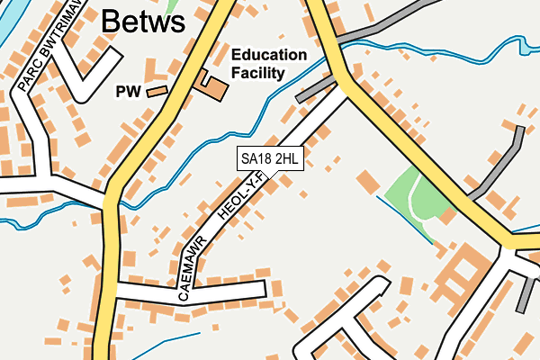 SA18 2HL map - OS OpenMap – Local (Ordnance Survey)