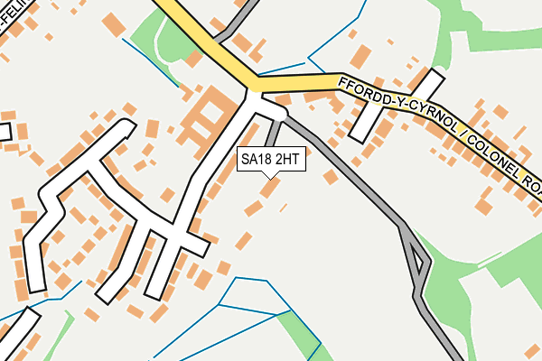 SA18 2HT map - OS OpenMap – Local (Ordnance Survey)