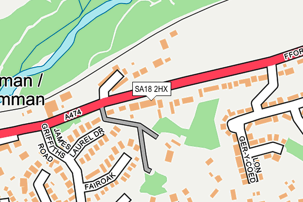 SA18 2HX map - OS OpenMap – Local (Ordnance Survey)