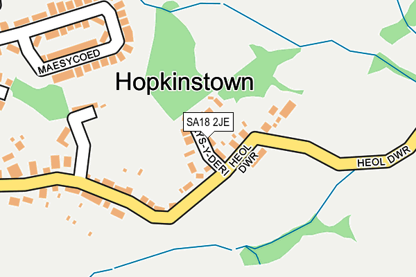 SA18 2JE map - OS OpenMap – Local (Ordnance Survey)