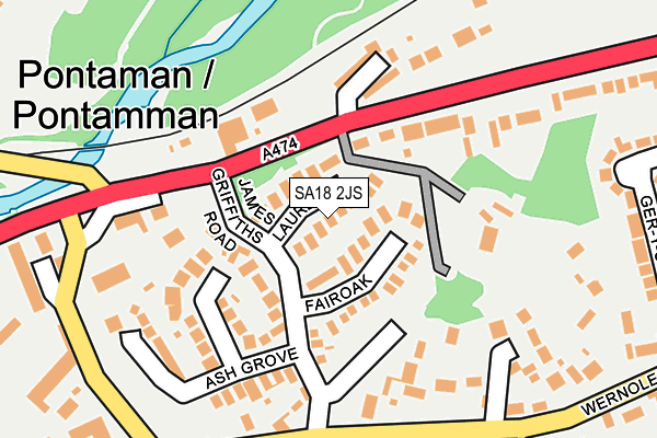 SA18 2JS map - OS OpenMap – Local (Ordnance Survey)