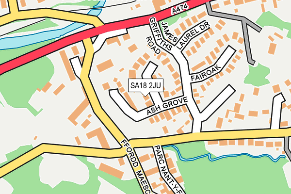 SA18 2JU map - OS OpenMap – Local (Ordnance Survey)