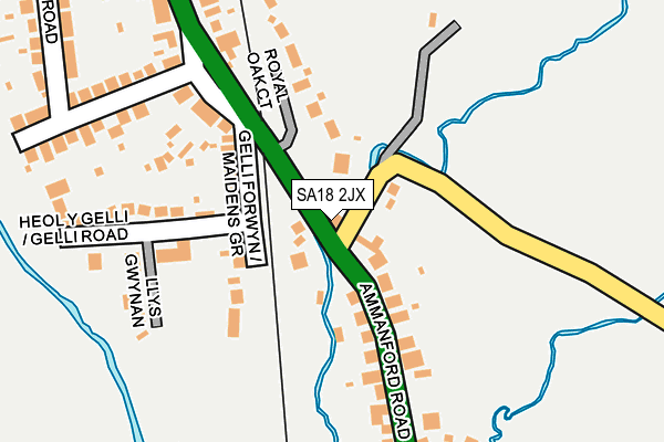SA18 2JX map - OS OpenMap – Local (Ordnance Survey)